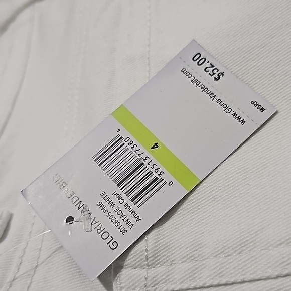 Gloria Vanderbilt White Capri‎ Jeans Size 4 NWT - Picture 4 of 9